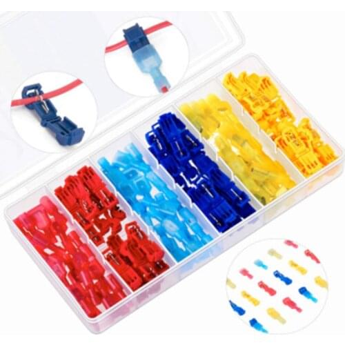 120pcs Quick Type T Electrical Cable wire Connectors Straight lock crimping Waterproof insulated wire terminal