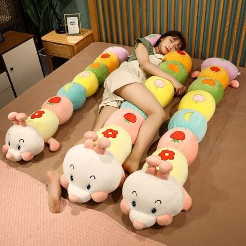 130/150cm Cute Animals Insect Doll Stuffed Colorful Caterpillar Plush Toys Soft Cartoon Long Pillow Girls Birthday Gifts