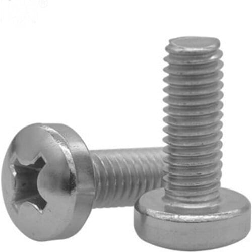 2Pcs M6 M8 Stainless steel Phillips Cross groove Spherical Round Cylinder head Screw bolt Length 6mm-50mm