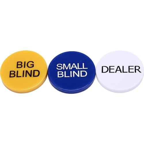 3pcs 5cm Card Game Props Durable Small Blind+Big Blind+Dealer Button Set for Party Casino Poker