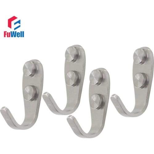 4pcs Stainless Steel Hook Hanger Heavy Duty Coat Hooks On the Wall Kitchen Bathroom Household 3mm Thickness Wall Mount Hook