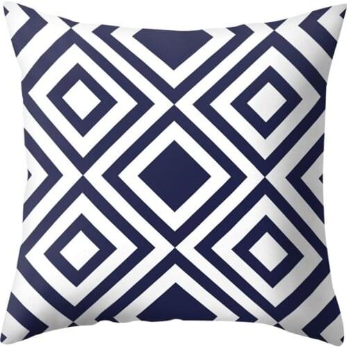 45*45 Navy Blue Geometric Pattern Pillow Cover Pillowcases Throw Pillow Case Decorative Pillows Office Home Sofa Bed Decor