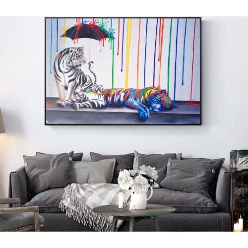 Abstract Tigers Wall Art Decorative Canvas Graffiti Art Prints Street Art Canvas Paintings On The Wall Picture Home Wall Decor
