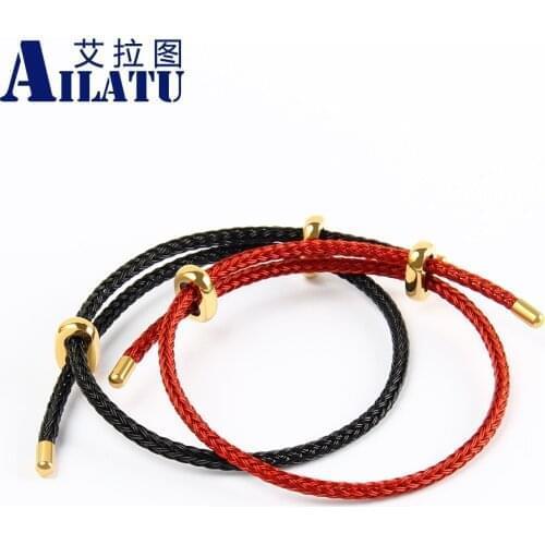 Ailatu 10pcs Wholesale Braided Stainless Steel Wire Adjustable Bracelets Handade Red String Lucky Couples Bangles Top Quality