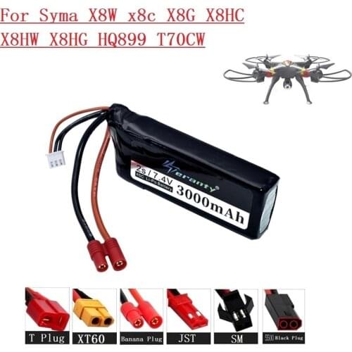 Upgraded 7.4V 3000mAh 45C Lipo Battery For Syma X8W x8c X8G X8HC X8HW X8HG HQ899 T70CW RC Quadcopter Spare Parts 2s 7.4V Battery