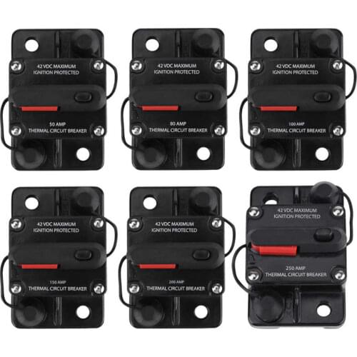 DC12V-42V 50A/80A/100A/150A/200A/250A Car Stereo Audio Inline Fuse Circuit Breaker Manual Reset Residual Current Circuit Breaker