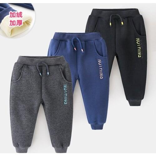 Boys Pants Childrens Clothing 2019 Winter New Toddler Boys Warm Velvet Thick Pants Kids Casual Sport Pants Baby Trousers 2-8Y