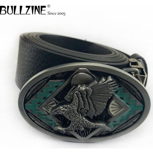 Bullzine zinc alloy retro Flying eagle belt buckle jeans gift belt buckle Free PU belt FP-02455 drop shipping