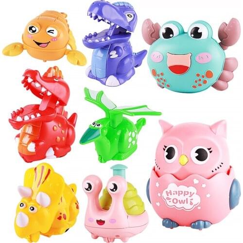 Baby Toy Press to Slide Mini Owl Dinosaur for Kids Cartoon Animal Model Racing Game for Child Crab Snail Education