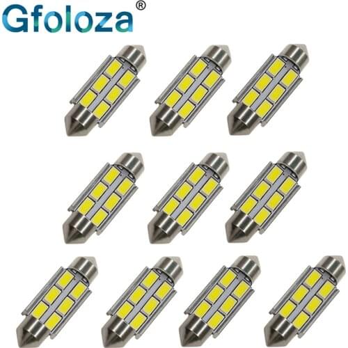 Gfoloza 10Pcs Festoon C5w 31mm 36mm 39mm 42mm LED Interior Lights Car Dome Lamp Reading lights Canbus No Error 5630 6SMD White