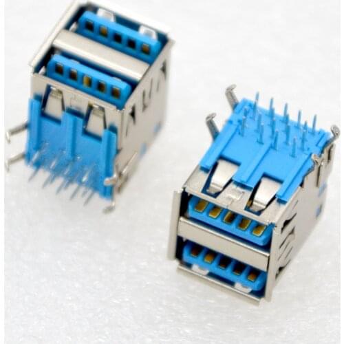 GONGFENG 100PCS NEW 3.0USB AF Connector Type A base 90 Double USB 3.0 Socket interface Connector Special Wholesale