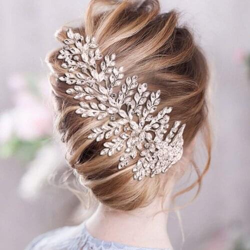HP311 Sparkly Full Rhinestone Bride Headwear with Comb Wedding Hair Accessories Girl Jewelry Tiara Hair Ornaments Holiday Gift