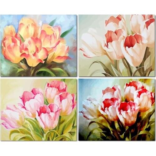 Gatyztory Frame Painting By Numbers Flower Handpainted Kits Canvas Drawing Acrylic Paints Art Unique Gift Home Wall Decor