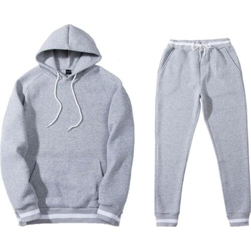 Hoodie Sets Men New Fashion Solid Color Fleece Red Hoodies Black Brand Pants Casual Jogger Suit Tracksuit Sweatshirt Pullover