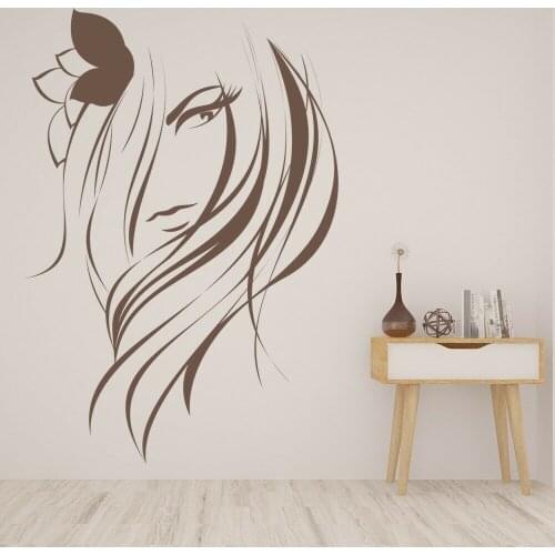 Beautiful Girls Wall Decal Hair Salon Beauty Vinyl Wall Sticker For Bedroom Modern Living Room Home Decoration Art Murals W351