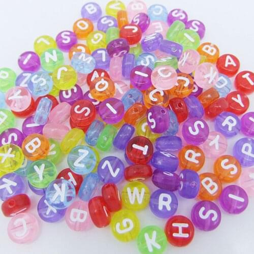 100PCS Mixed Diy Acrylic Spacer Round Beads With Letters For Needlework Women Children Diy Bracelet Necklace Findings