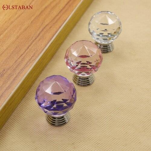 LSTABAN Modern Minimalist Cabinet Drawer Bookcase Shoe Cupboard Crystal 30mm Ball Glass Single Hole Transparent Round Handle