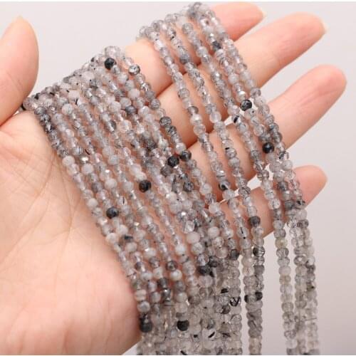 Small Beads Natural Semi-Precious Stone Section Beaded Charm Black Crystals Beads for Jewelry Making Beadwork DIY Bracelet 3x4mm