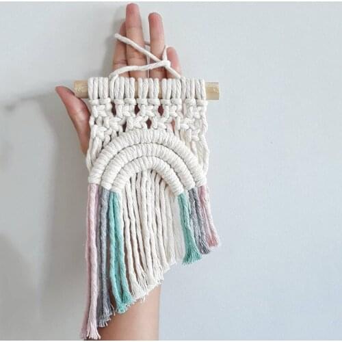 Mini Tapestry Woven Home Wall Macrame Decor Boho Hanging Rainbow Tapestries Hotel Apartment Dorm Nordic Baby Room Decoration
