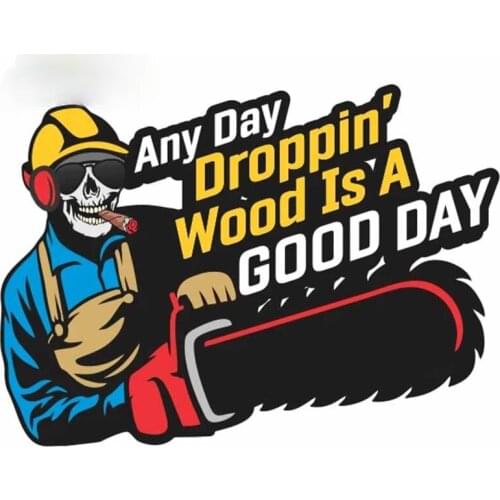 Cartoon Funny Car Stickers A Good Day Skull Chainsaw Car Stickers Waterproof Personality Motorcycle Window Decoration Kk13*10cm