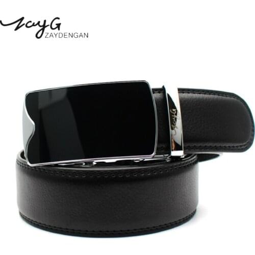 ZAYG Fashion men metal automatic buckle leather belt luxury designer male belts for men business alloy buckle men classic belt