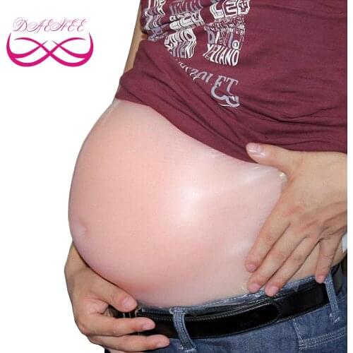 Skin Color 3000g Twins Soft Silicone Fake Pregnancy Belly Bump Tummy with Strap Backside Self-Adhesive For Men Women Actor