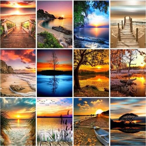 DIY Landscape 5D Diamond Painting Full Round/Square Drill Scenic Diamond Embroidery Cross Stitch Kits Wall Art Home Decoration