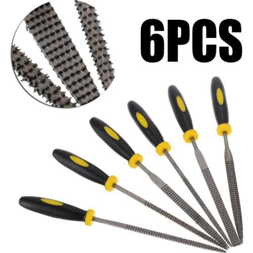 6pcs Needle Files Small Wooden Rasp Set Flat Round Square Triangle Needle Files Multi Repair Tools 3*140mm