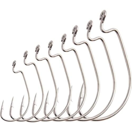 10Pcs/Bag Fishing Hook Set Carbon Steel Wide Crank Hook Pesca Fishhook for Soft Worm Lure Barbed Hook Carp Fishing Hooks Tackle