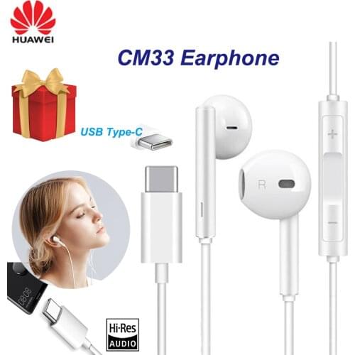 Original HUAWEI CM33 Earphone USB Type-C In Ear Hearphone Headset Mic Volume HUAWEI nova 6 Mate 20x 10 20 Pro 20 lite