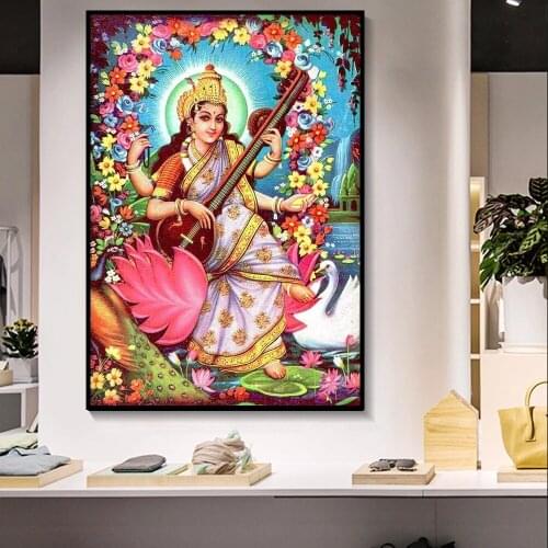 New 5D Diamond Embroidery Sale Religion Lord Lakshmi Full Diamond Painting Mosaic Cross Stitch Rhinestones Paint Pictures YG2283