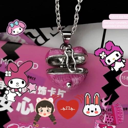 2021 New Hip Hop Heart Lock Ball Chain Y2K Necklace Heart Lovely Necklace Vintage Egirl Jewelry Spice Grunge Girls Goth