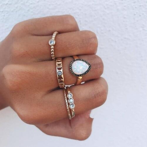 New Ring Wild Sweet Simple Moon Drop Ring Gothic Retro Ring Sets Rings For Women Jewelry Wedding Rings Wholesale