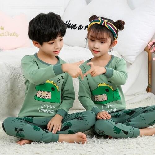 Baby Boys Clothes Cotton Kids Pajamas Set Long Sleeve Sleepwear For Children Girls Cartoon Pijamas Suit 6 8 10 12Y Pyjamas Kids