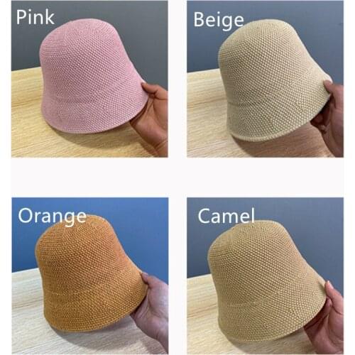 Cotton and linen bucket hat bucket hat men and women solid color fisherman hat sunshade sunscreen straw hat fedora hat