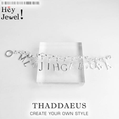 Charm Pendant Alphabet From A to M,Europe Style Fine Jewelry For Women,2019 Club Gift In 925 Sterling Silver Fit Bracelet