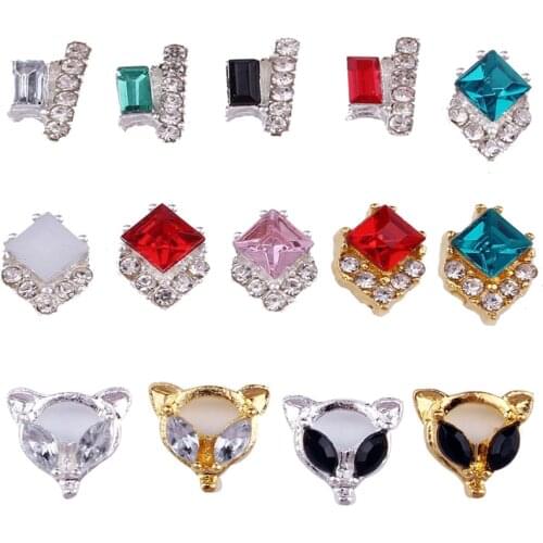 Nail Art Charms 10Pcs/Lot Crystal Metal Diamonds Stone Strass Jewelry Nail Art Decorations Jewelry Accessoires Rhinestones JE284