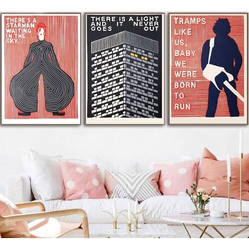 Nordic Retro Music Posters and Prints With Original Lyrics Canvas Painting Abstract Wall Pictures for Living Room Home Decor