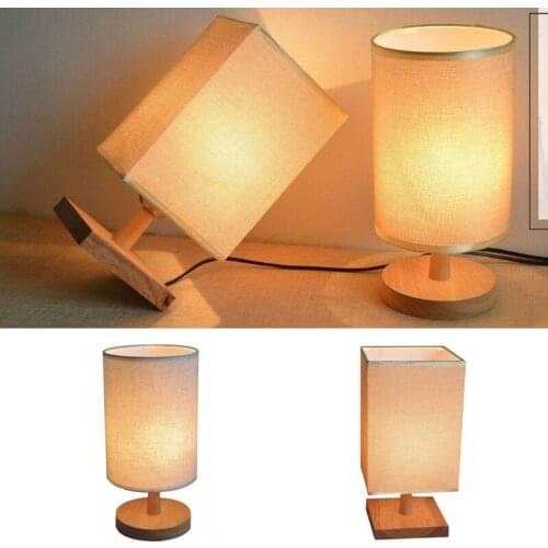 Simple Retro Solid Wood Table Lamp Home Bedroom Night Light Square / Round Bar Club Decorative Creative Desk Lamp Decor
