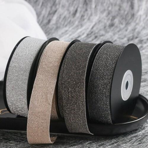 1.0CM 2.5CM Gold Lurex Twill Webbing Ribbon for Handmade Craft Gift Floral Packing Christmas Wedding Party Deco