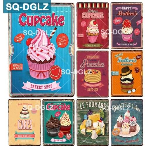 [SQ-DGLZ] Cup Cake & Desserts Metal Sign Vintage Metal Plates Cafe Bar Pub Club Home Wall Decor Tin Signs Retro Plaque