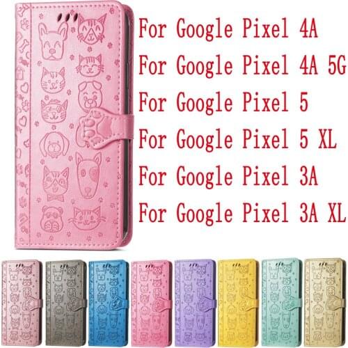Sunjolly Leather Case Flip Card Wallet Stand Cover coque For Google Pixel 4A 4A 5G 5 5 XL 3A 3A XL