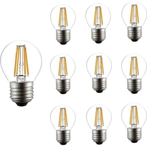 Led Filament Light G45 4W E27 Edison Retro Lamp Vintage Led Bulb 220V Glass Ball Bulb Warm White Color COB Retro Bulb E14