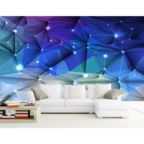XUE SU Wall covering custom wall abstract blue geometric polygon starry sky background wall 3D mural