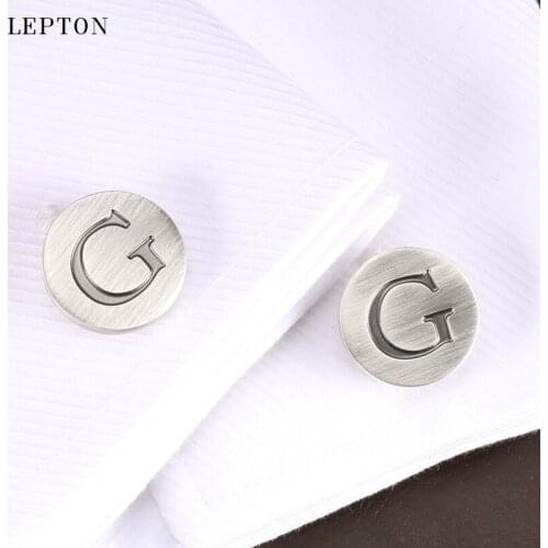Lepton Letters of an alphabet G Cufflinks For Mens Classic Antique Silver Plated Letters G cuff links Men shirt cuffs Cufflink