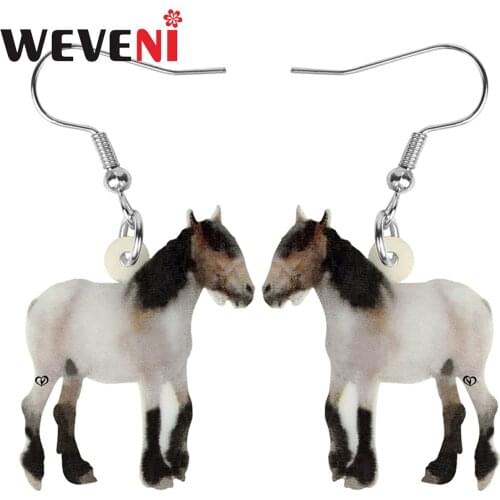 WEVENI Acrylic Small Lovely Horse Earrings Sweet Farm Animal Dangle Drop Jewelry For Women Girls Kids Birthday Gift Accessories