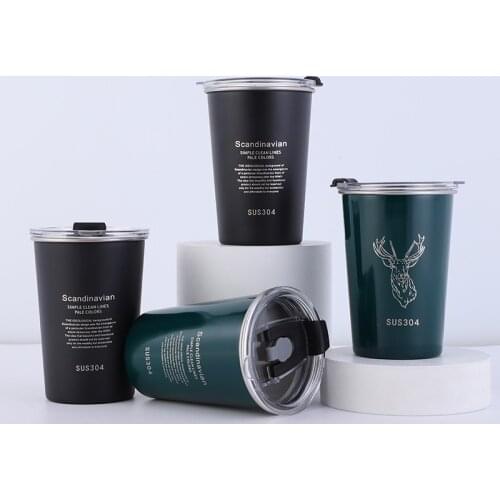 1PCS/3PCS/6PCS Coffee Cup Stainless Steel Mug Metal Drinking Mugs SUS 304 Water Juice Cups With Lid Cold Cola Drinkware For Home