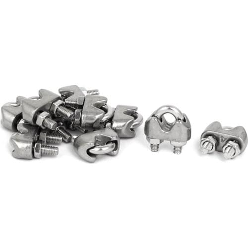 M4 5/32 Inch 304 Stainless Steel U-Shape Bolt Saddle Clamps Cable Wire Rope Clips 10PCS