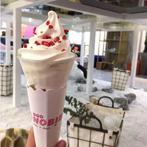 100pcs Net red ice cream dessert cup brithday party favors creative 200ml small cake pastry clear plastic cups with paper tube