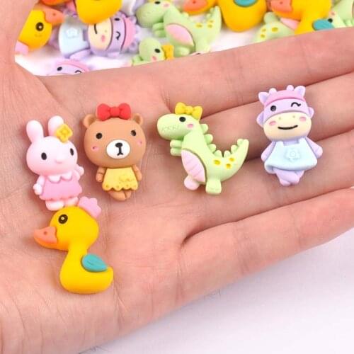 20Pcs Cartoon Duck/rabbit/dinosaur Scrapbook Craft Flatback Embellishments DIY phone decor Home Furnishing decoration c3148-5